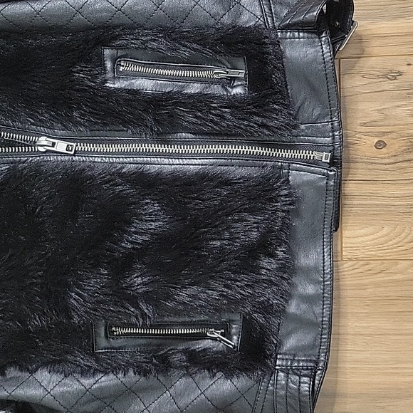Kut from the Kloth Black Faux Fur Moto Jacket - Picture 8 of 13